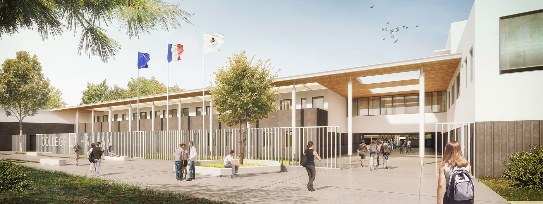 Parvis du collège au Hailan - TLR Architecture