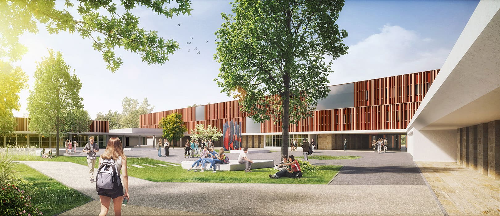 Perspective depuis la cours - Collège DUPATY à Blanquefort - TLR Architecture