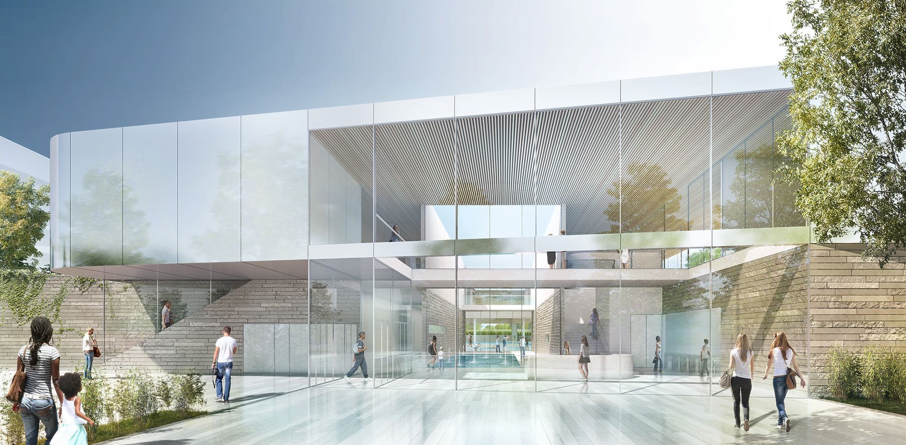 Centre aquatique d'Aubervilliers - Perspective du parvis - BVL Architecture