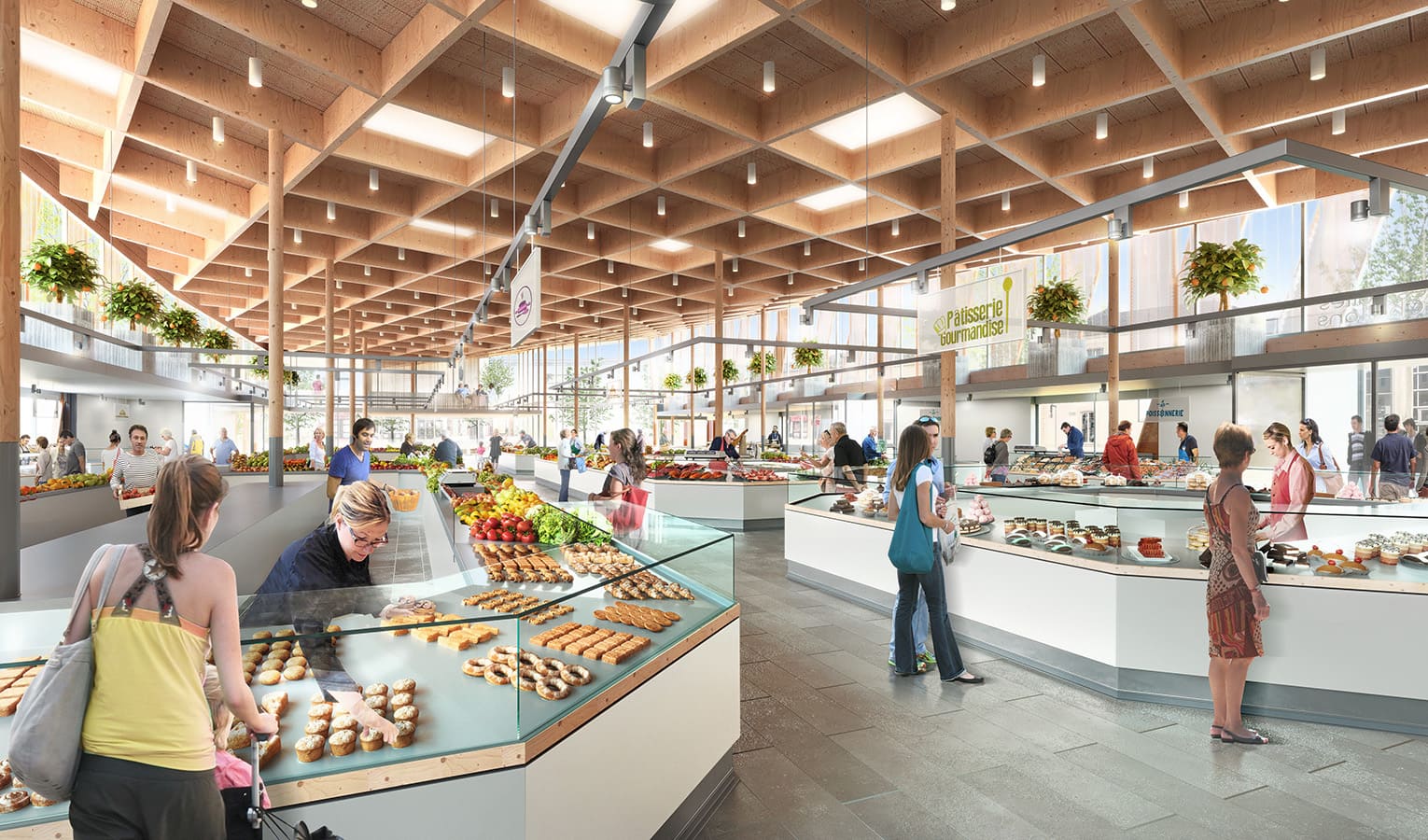 Intérieur des Halles de Challans - Asa Gimbert architectes urbanistes