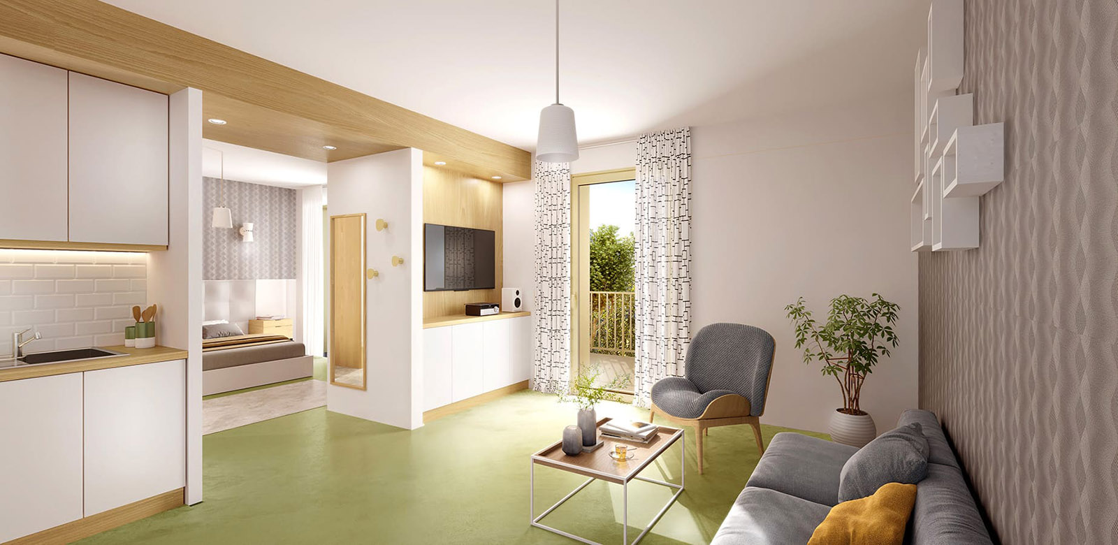 Ehpad Léobardy a Limoges - Perspective d'un logement - BVL Architecture