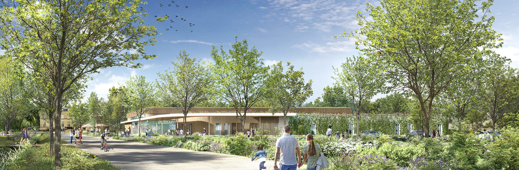 Parvis de la centre aquatique de Pessac - BVL Architecture