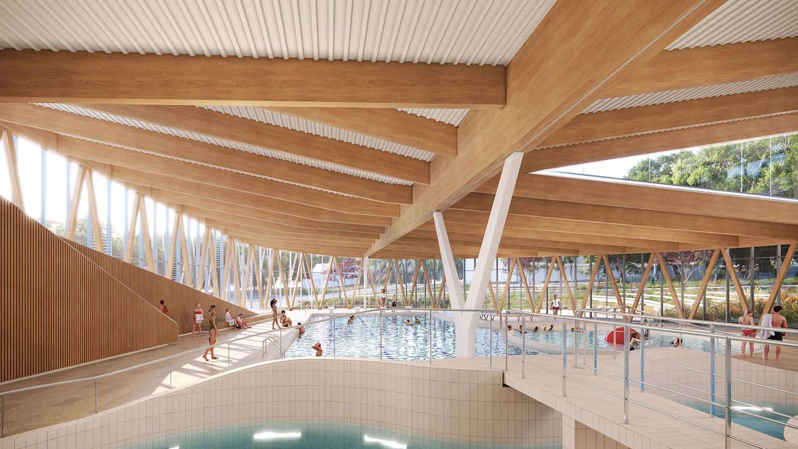 Perspective intérieure du centre aquatique Liévin - BLP & Associés